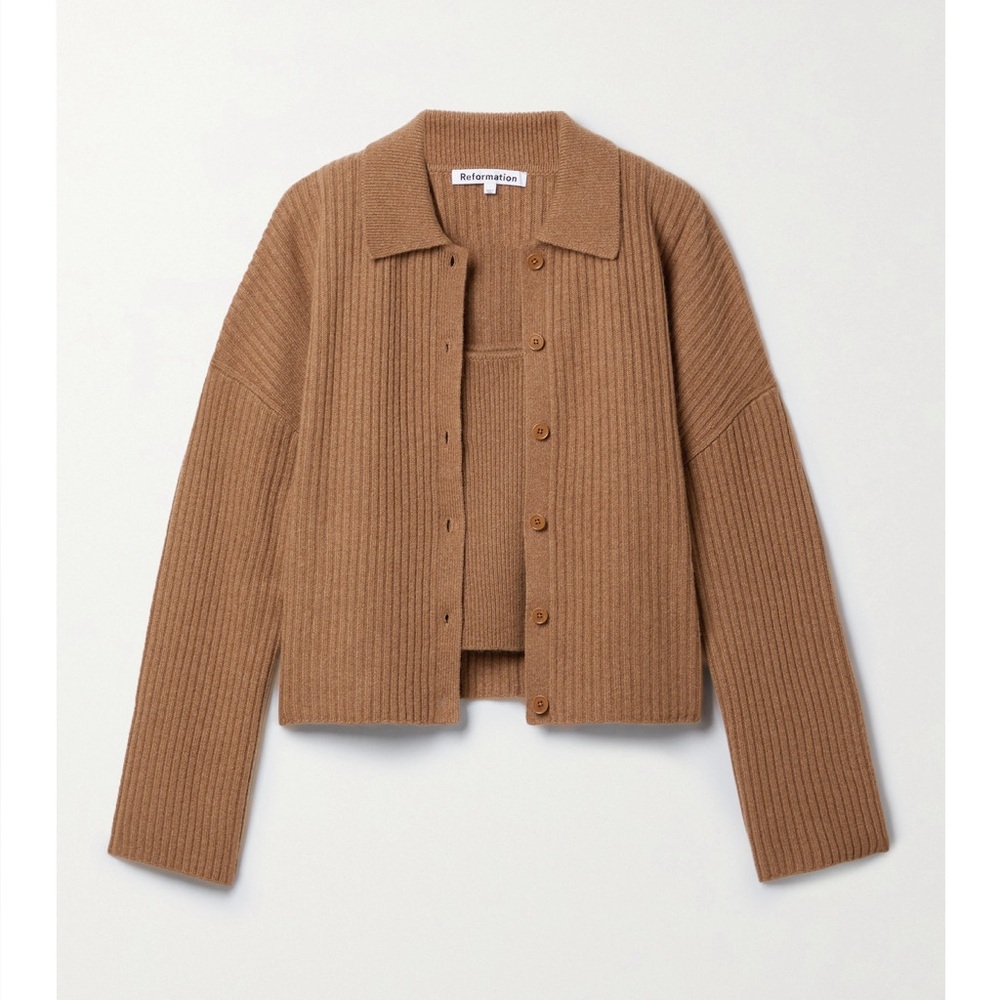 Reformation Cashmere Cardigan Tank Set